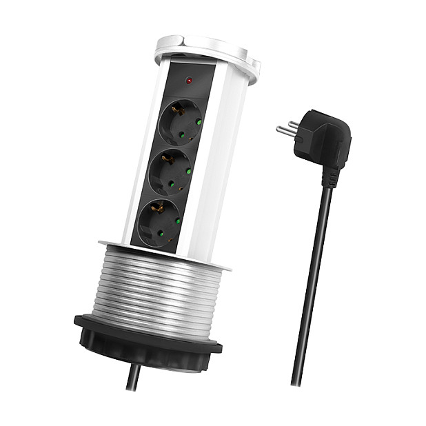 Logilink Outlet strip, 3 safety sockets, pop-up, 100mm