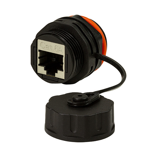 Cat.6A Industrie Schraub-Kupplung 2xRJ45, schwarz