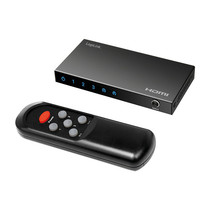 HDMI switch, 3x1-Port, 4K/60 Hz, HDCP, HDR, CEC, RC