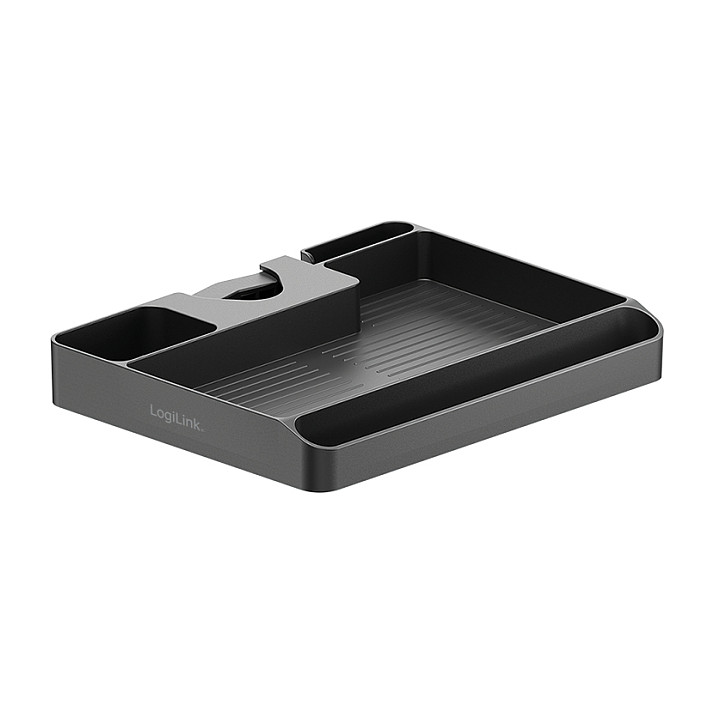 Pole mounted storage shelf, for 30-48mm poles, black