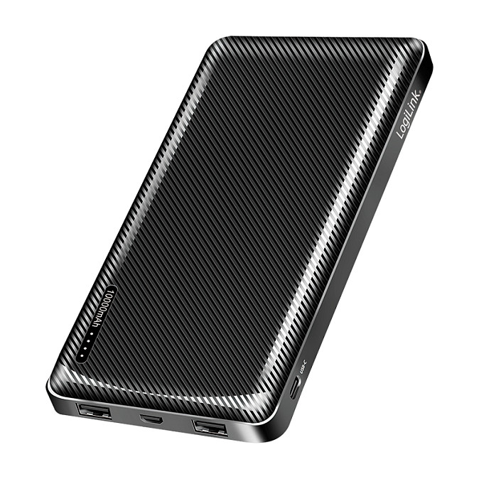 Mobile Power Bank, LiPo, 10.000 mAh, black Powerbanks