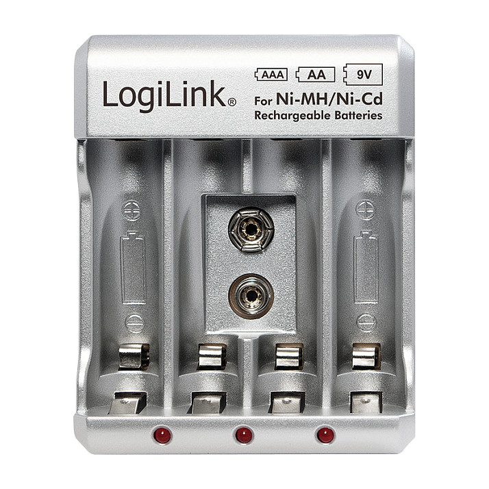 Battery Charger, 4x AA or 4x AAA and 1x 9V battery Batterien