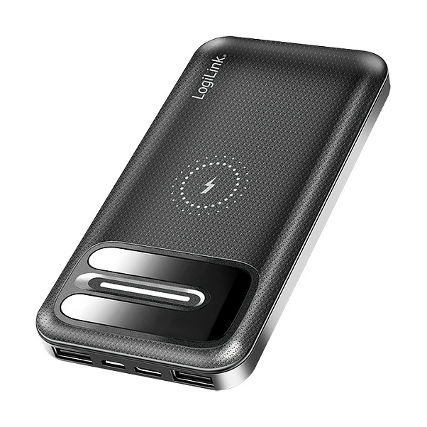 Mobile Power Bank, LiPo, 8.000 mAh, wireless charging, black Powerbanks