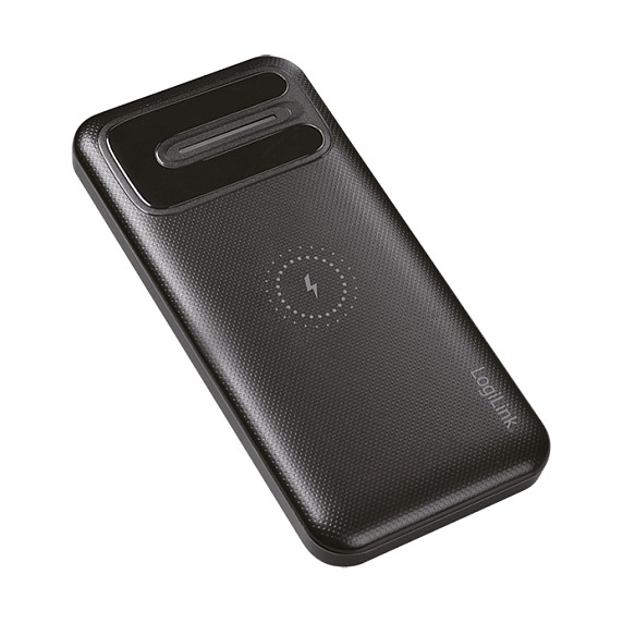 Mobile Power Bank, LiPo, 8.000 mAh, wireless charging, black