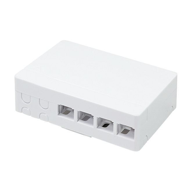 FTTH termination box, 4 ports, with DIN rail holder, white