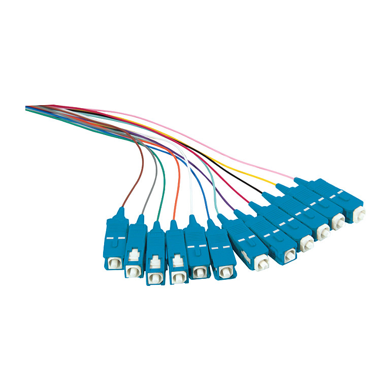 Fiber Pigtail Set 12 x SC OS2 2m, colored, blue connector