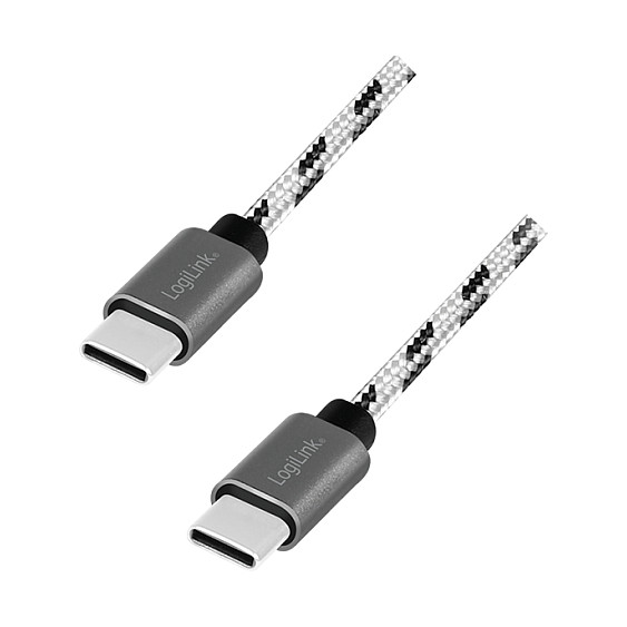 USB 2.0 Type-C 3-pack cable set, C/M to C/M, alu, nylon, white/black