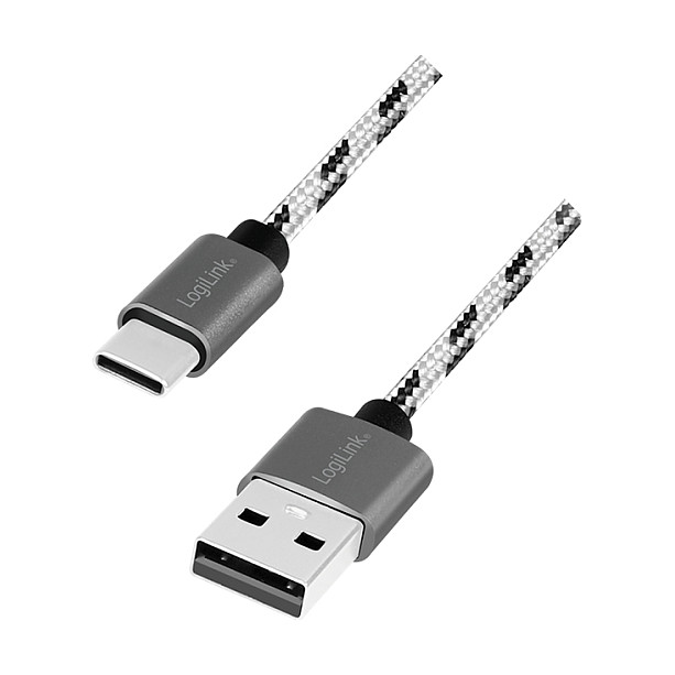 USB 2.0 Type-C 3-pack cable set, C/M to A/M, alu, nylon, white/black