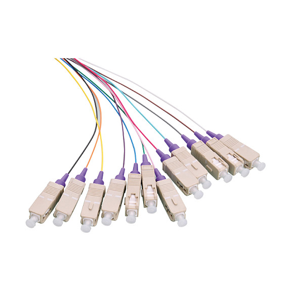 Fiber Pigtail Set 12 x SC OM4 2m, colored, violet connector