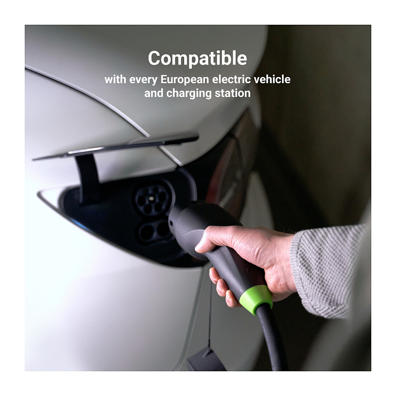 Green Cell Snap Type 2 EV Charging Cable 11 kW 7 m for Tesla Model 3 S X Y, VW ID.3, ID.4, Kia EV6, Hyundai IONIQ 5, Ford Mach-E