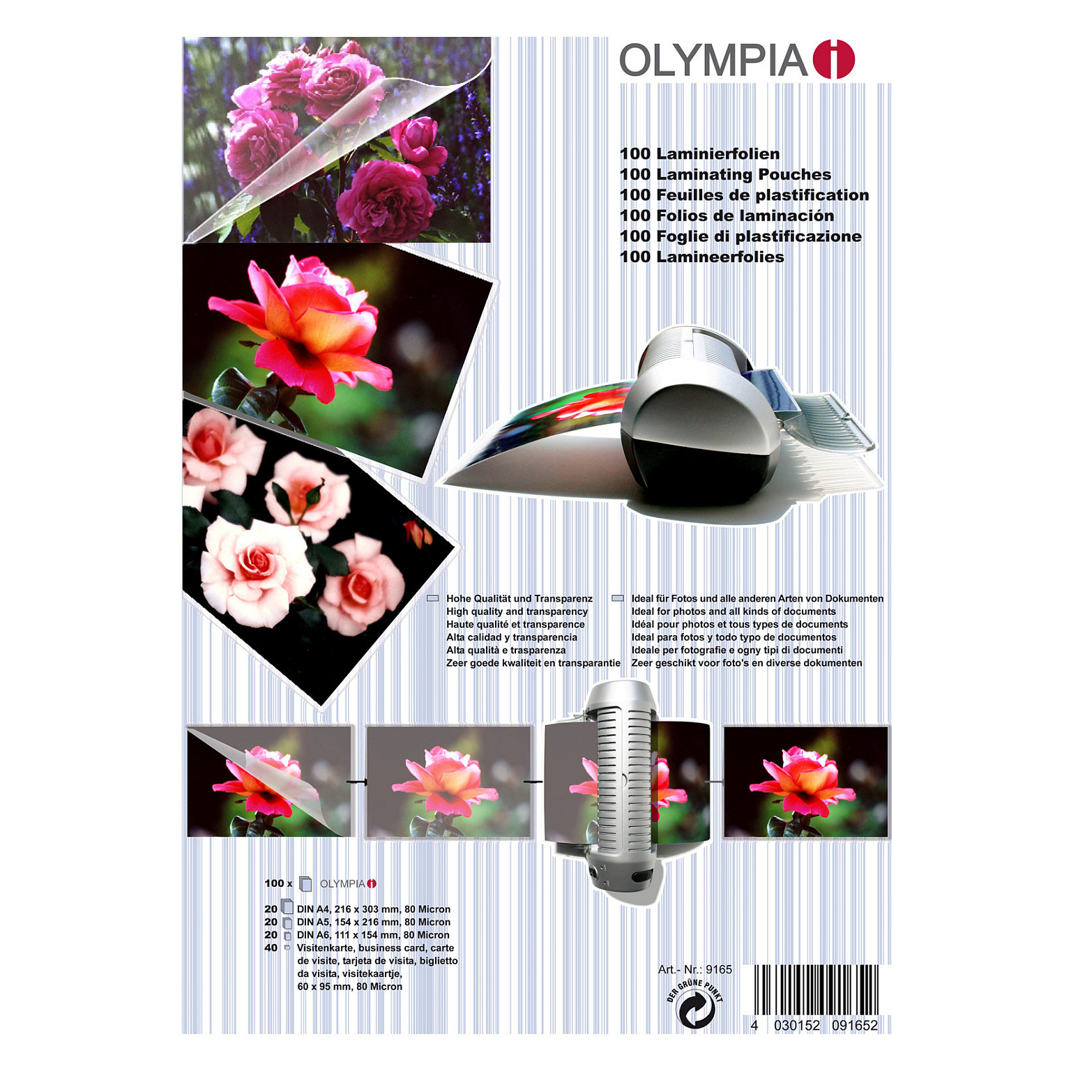 Olympia Laminierfolien-Set 80 Mic 100 Stück transp.