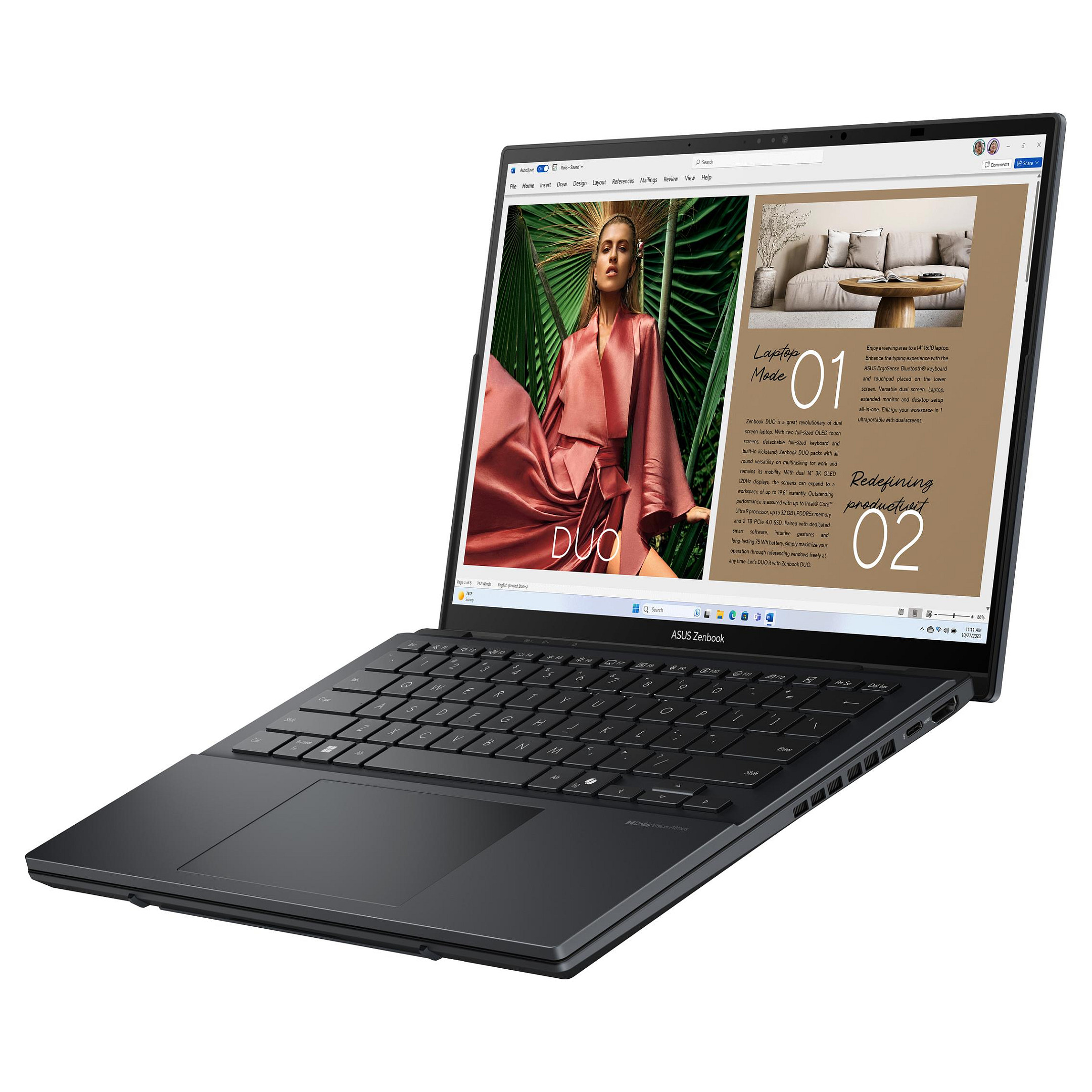 ASUS ZenBook Duo OLED UX8406CA-ISCQL302X U9-285H/32GB/1TBSSD/W11 Pro AZERTY French Layout