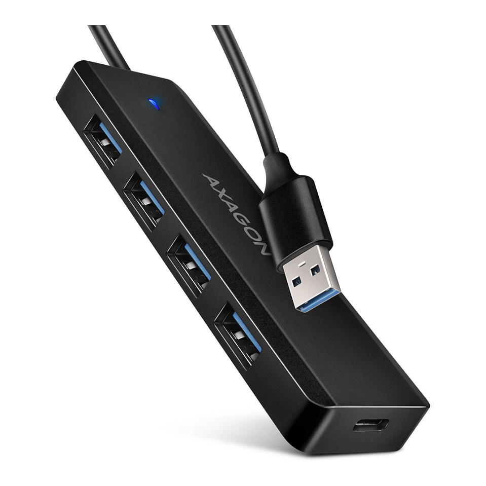 AXAGON HUE-C1A Superspeed USB-A Travel Hub, 4x USB 3.0 - 20cm, schwarz