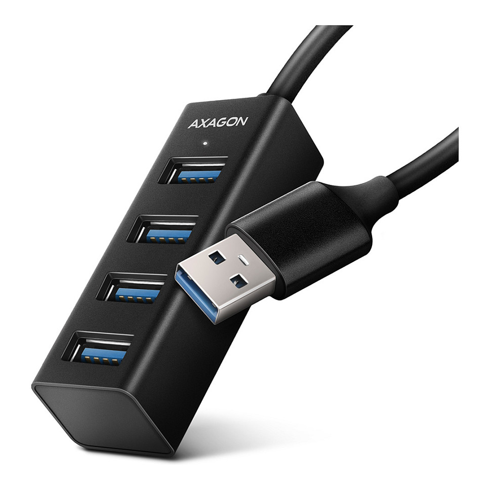 AXAGON HUE-M1A Superspeed USB-A Mini Hub, 4x USB 3.0 - 20cm, schwarz