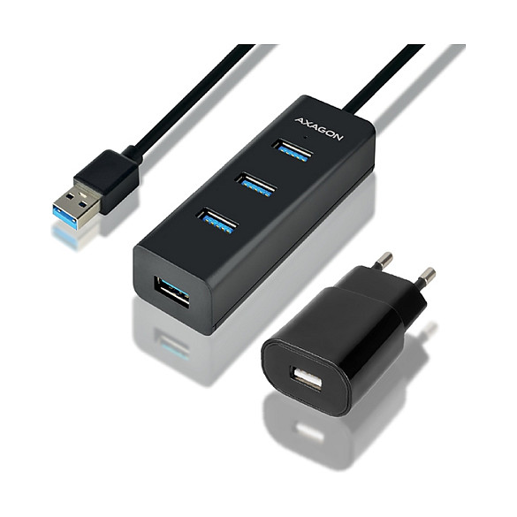 AXAGON HUE-S2BP USB-A-Hub, 4x USB 3.0, externe Stromversorgung - 1,2 m, Netzteil