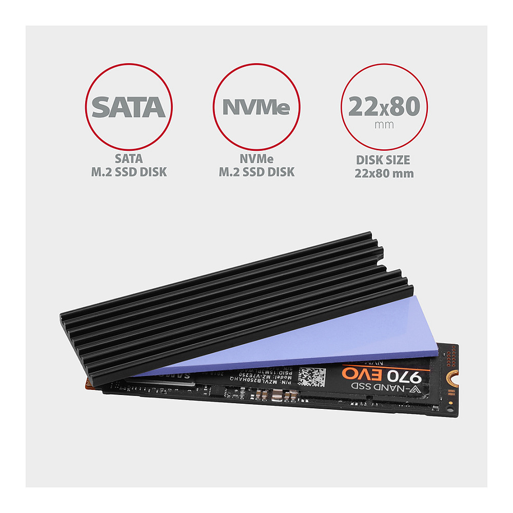 CLR-M2L3 passiver M.2-SSD-Kühlkörper - 2280, 3 mm Höhe, Aluminium, schwarz