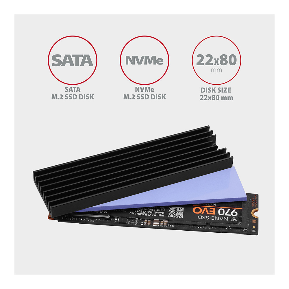 CLR-M2L6 passiver M.2-SSD-Kühlkörper - 2280, 6 mm Höhe, Aluminium, schwarz