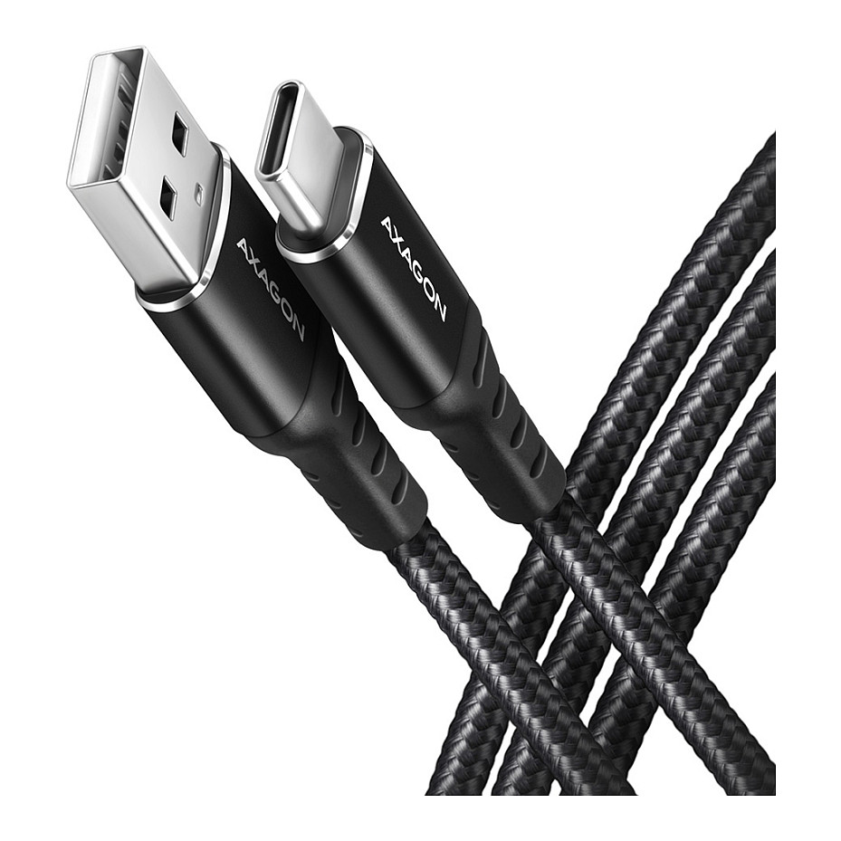 AXAGON BUCM-AM10AB USB-C zu USB-A Kabel, 1m, USB 2.0, 3A, geflochten - schwarz