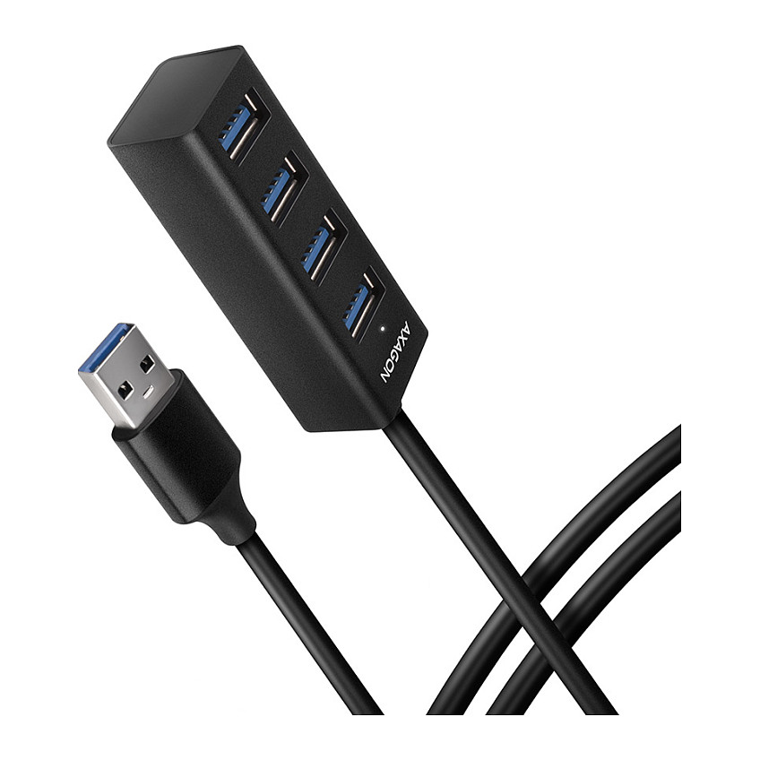 AXAGON HUE-M1AL Mini USB-A-Hub,4x USB-A 3.2 Gen 1, silber - 1,2m