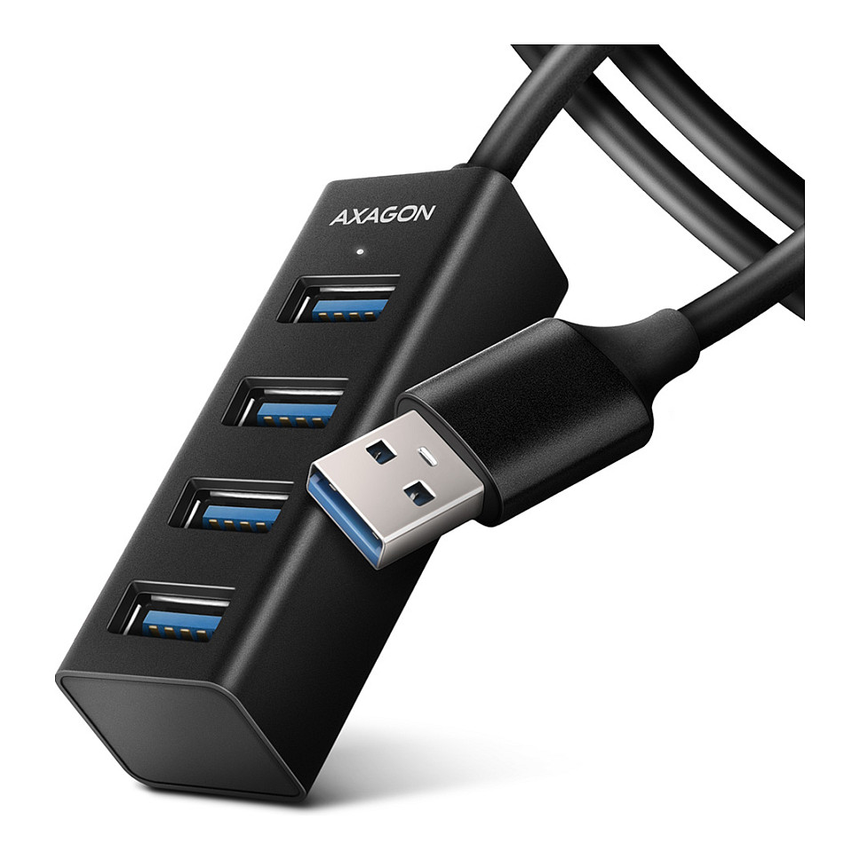 AXAGON HUE-M1AL Mini USB-A-Hub,4x USB-A 3.2 Gen 1, silber - 1,2m