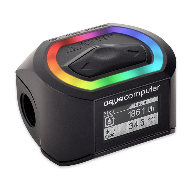 Aqua Computer Durchflusssensor high flow NEXT, OLED, 2x G1/4, RGBpx - schwarz