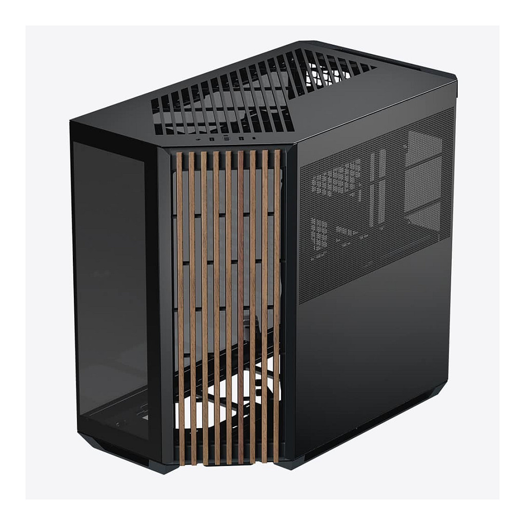APNX V1 PC-Gehäuse, Midi-Tower, ATX, Tempered Glass - Holz, schwarz Midi-/Mini-Tower