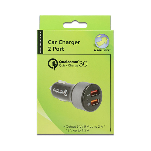 NAVILOCK Kfz Ladeadapter 2 x USB Typ-A mit Qualcomm Quick Charge 3.0
