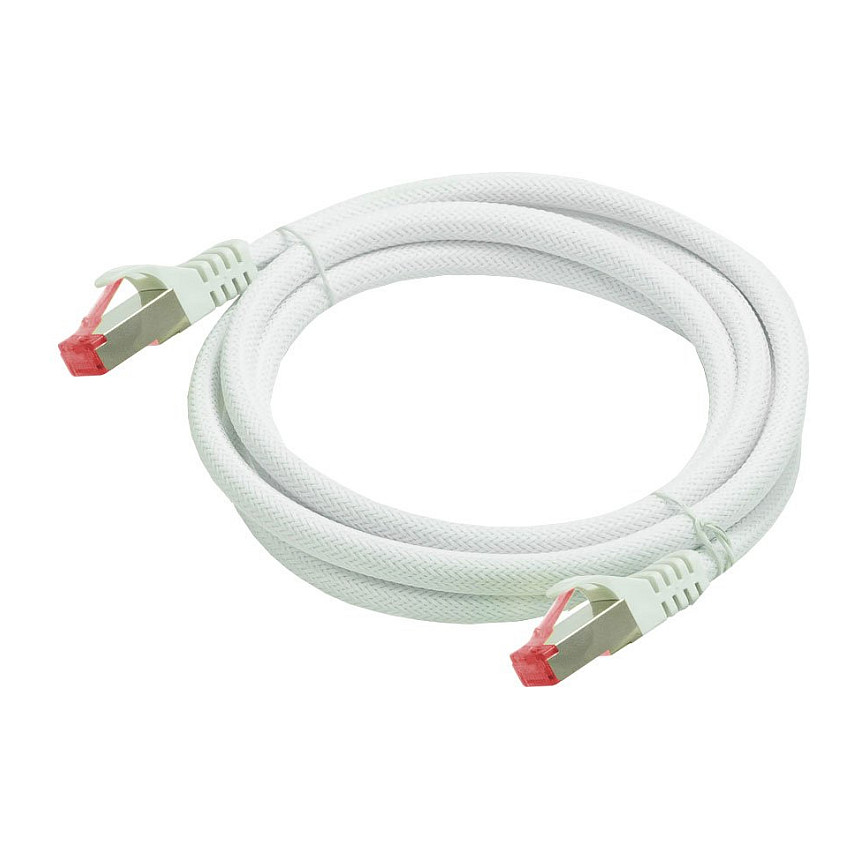 Python Cat.6 Patchkabel mit Nylongeflecht weiß 3m