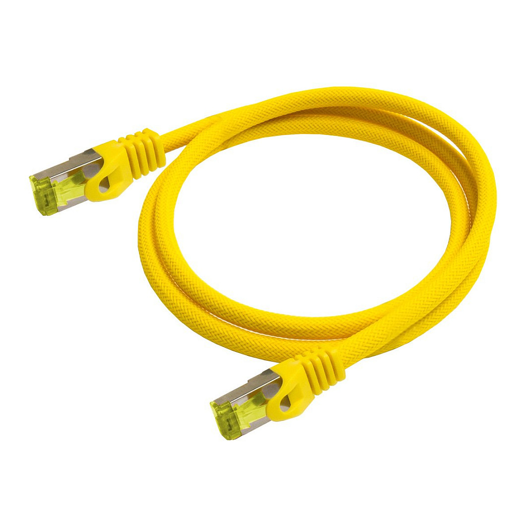Python Patchkabel m. Cat.7 Rohkabel Nylongefl. gelb 7,5m