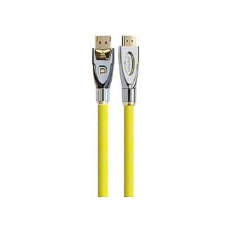 Anschlusskabel DisplayPort 1.2 an HDMI 2.0, 4K2K / UHD, 24K vergoldete Kontakte, OFC, Nylongeflecht gelb, 1m, PYTHON® Series