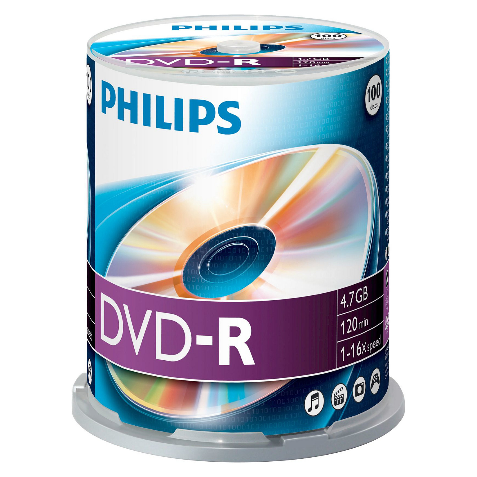 1x100 Philips DVD-R 4,7GB 16x SP
