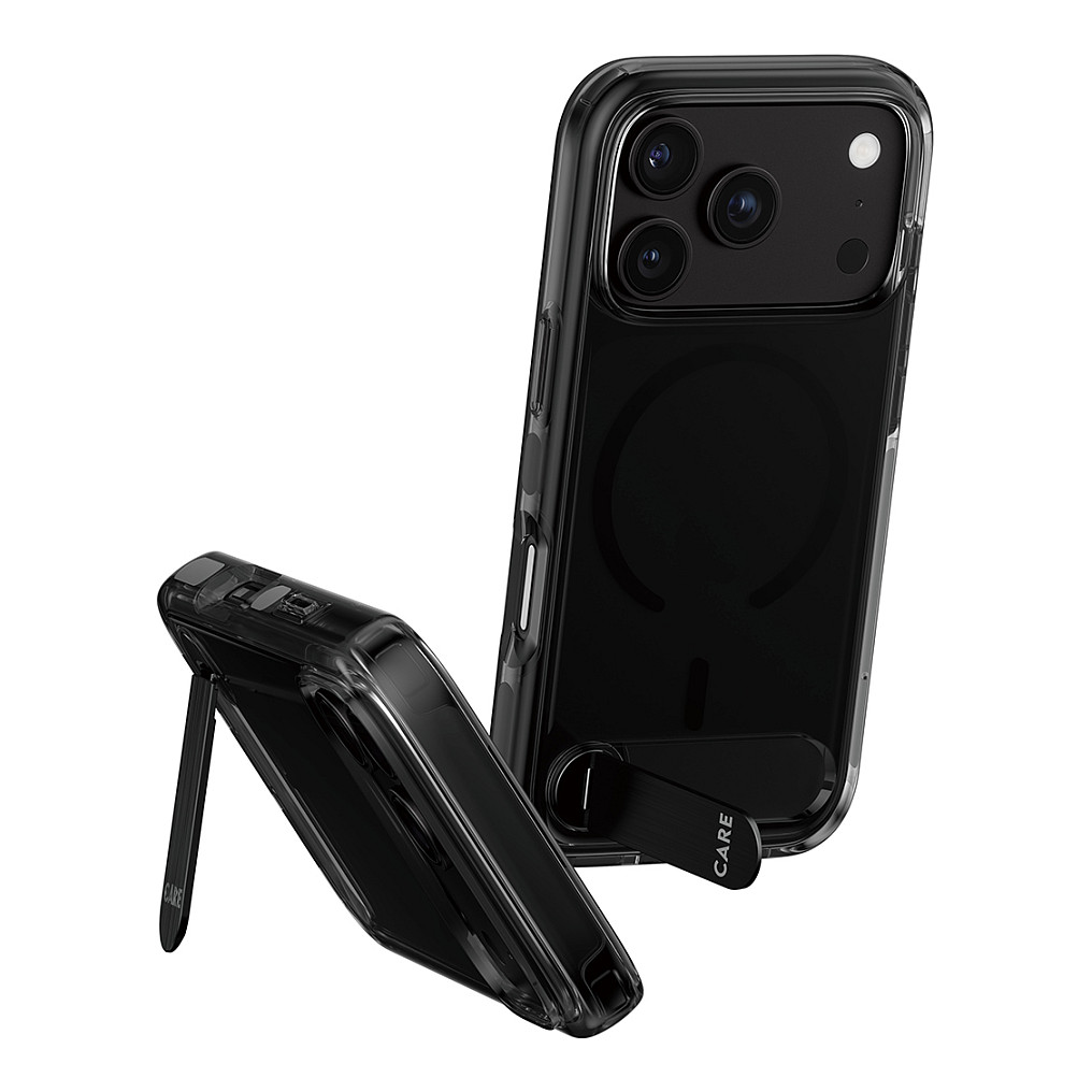 CARE by PanzerGlass Kickstand Case Smokey m. Schwarz MagSafe iPhone 17 Pro