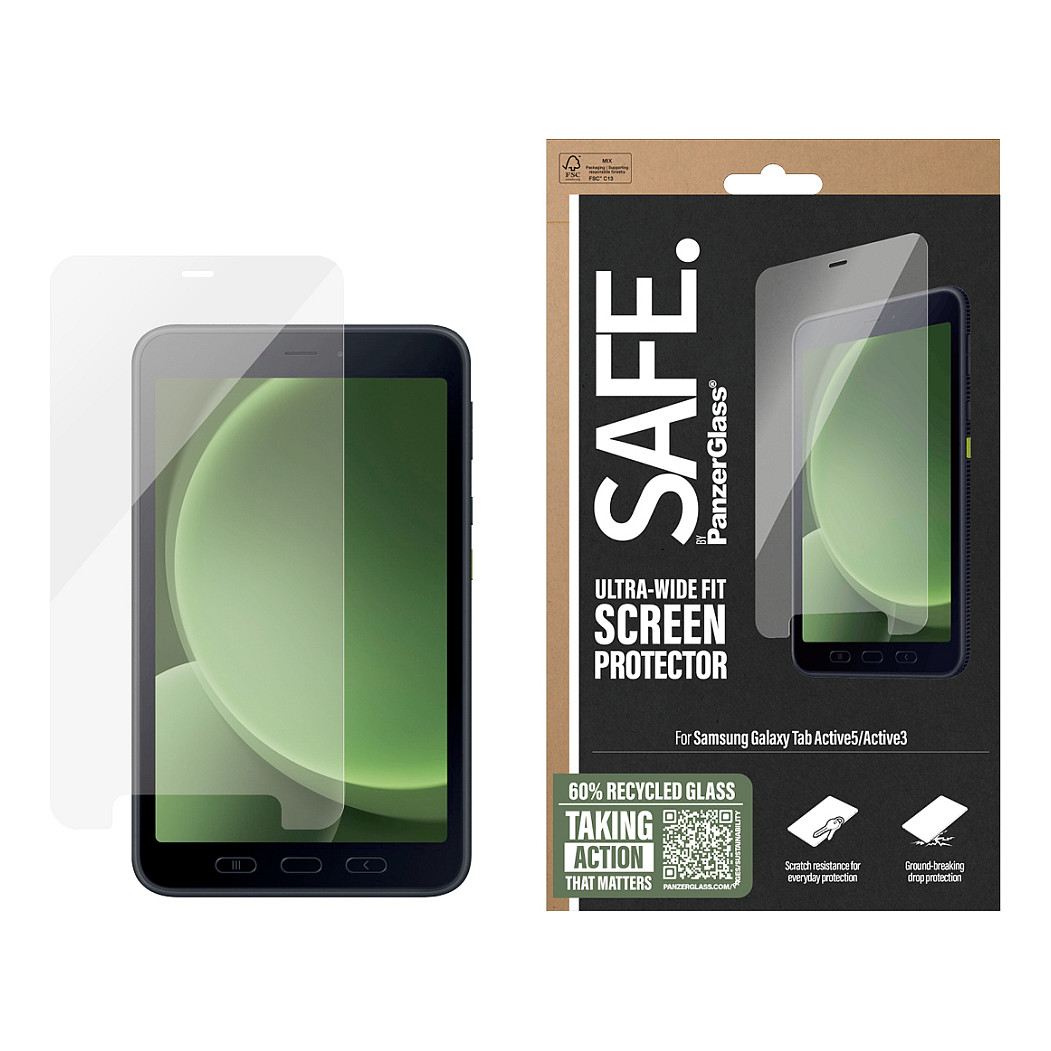 PanzerGlass SAFE. by ® Screen Protector Samsung Galaxy Tab Active5 | Active3 | Ultra-Wide Fit