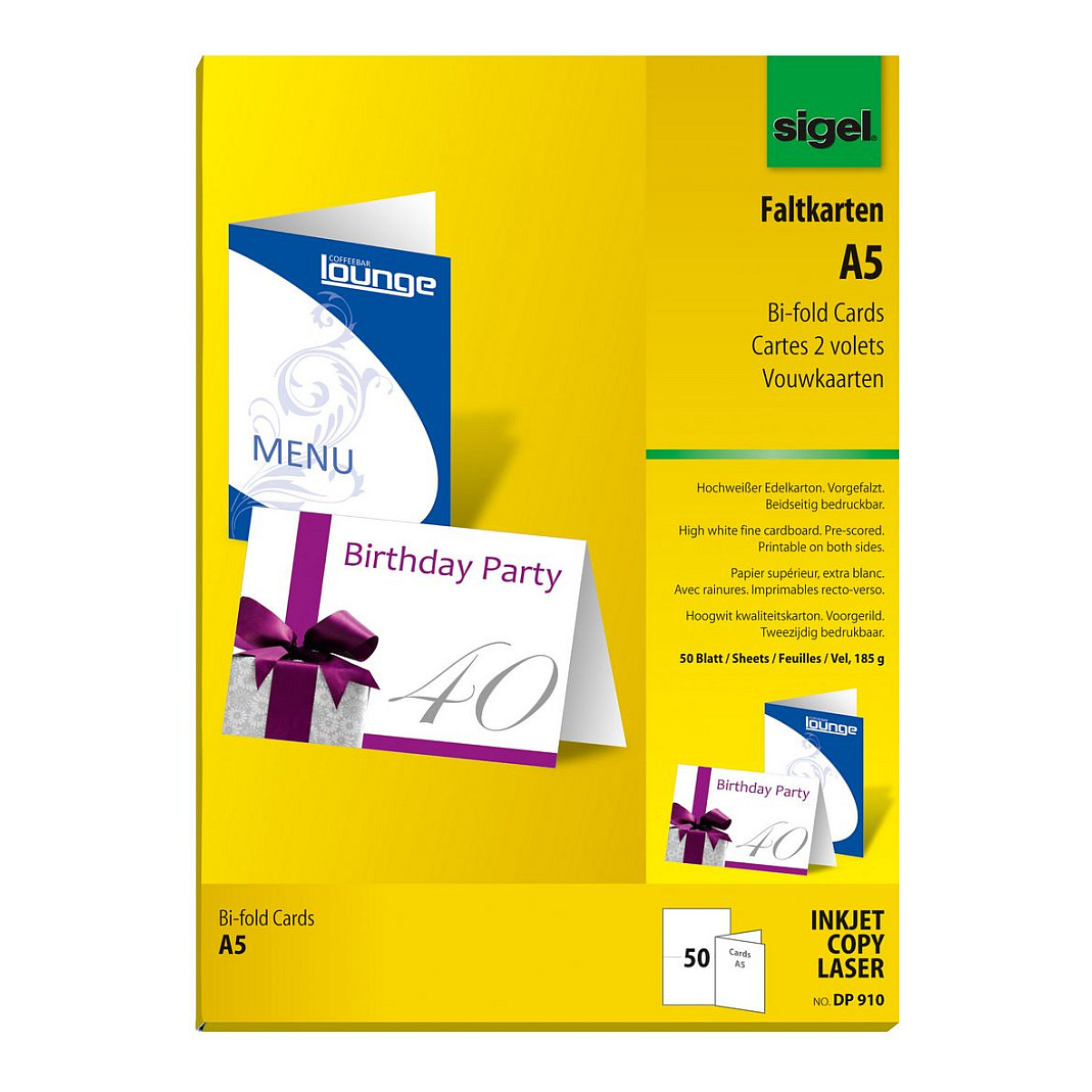 Cartes 2 volets, A5 (A4), 185 g/m2, extra blanc