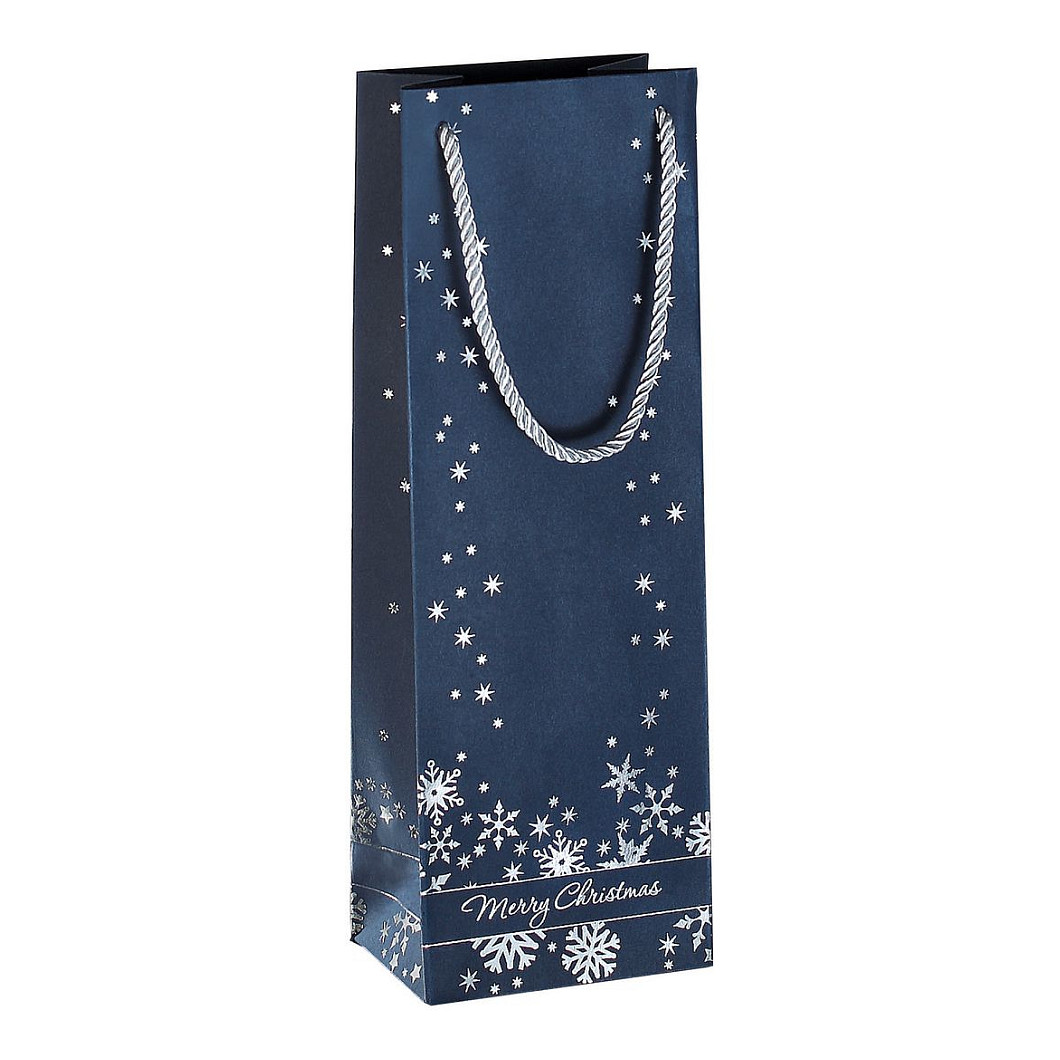SIGEL Geschenktüten für Flaschen Silver Snowflakes Motiv 12,5 x 36,0 cm, 3 St.