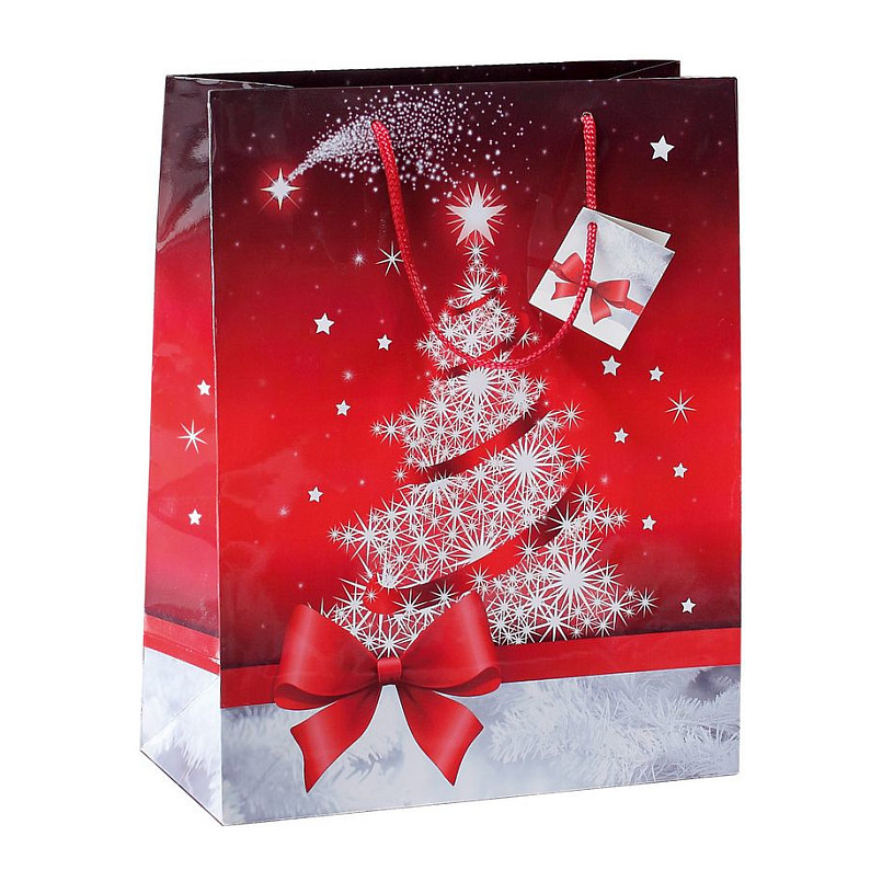 SIGEL Geschenktüten Sparkling Tree rot/weiß 17,0 x 23,0 cm, 5 St.