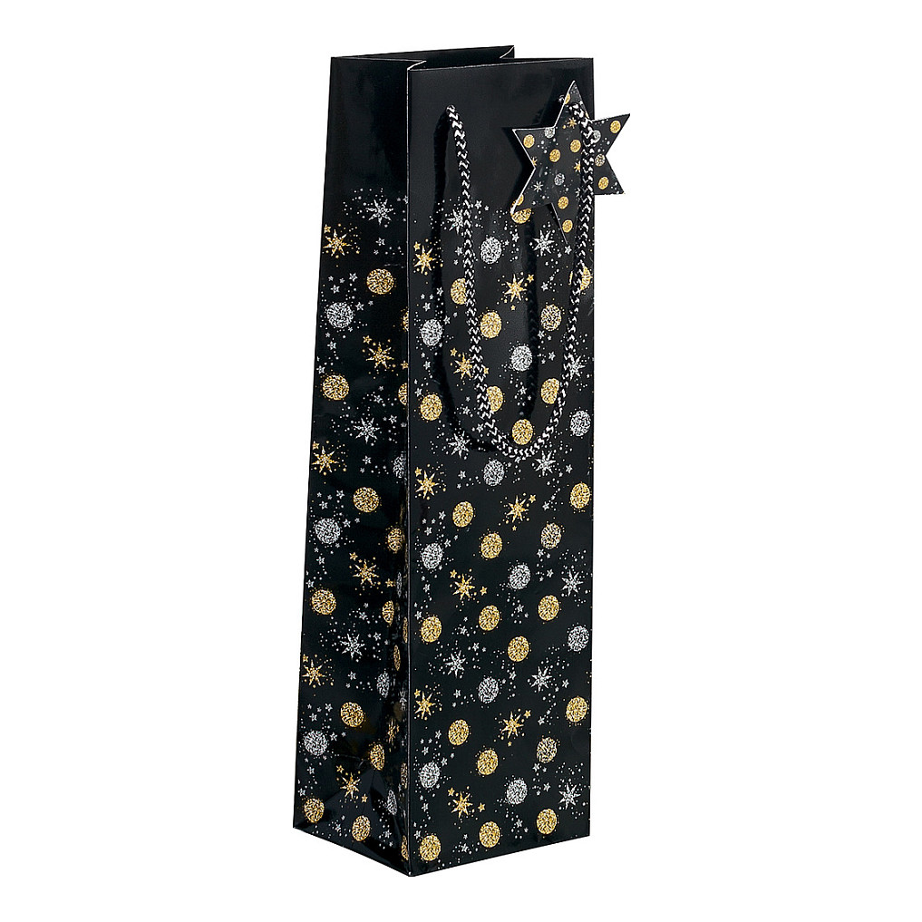 SIGEL Geschenktüten für Flaschen Stardust Motiv 10,0 x 35,0 cm, 5 St.
