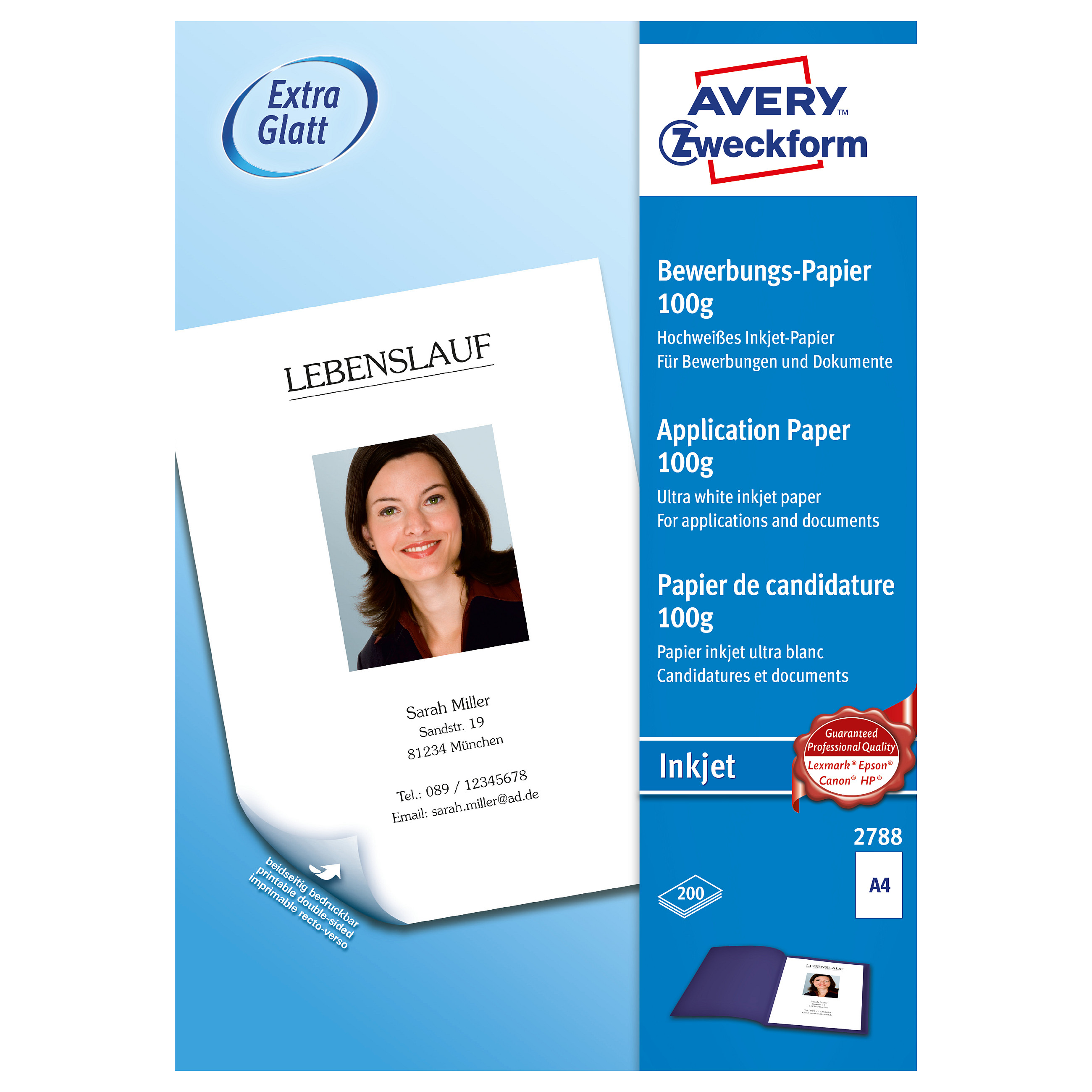 AVERY Zweckform Bewerbungs-Sets Inkjet DIN A4 seidenmatt 100 g/m²