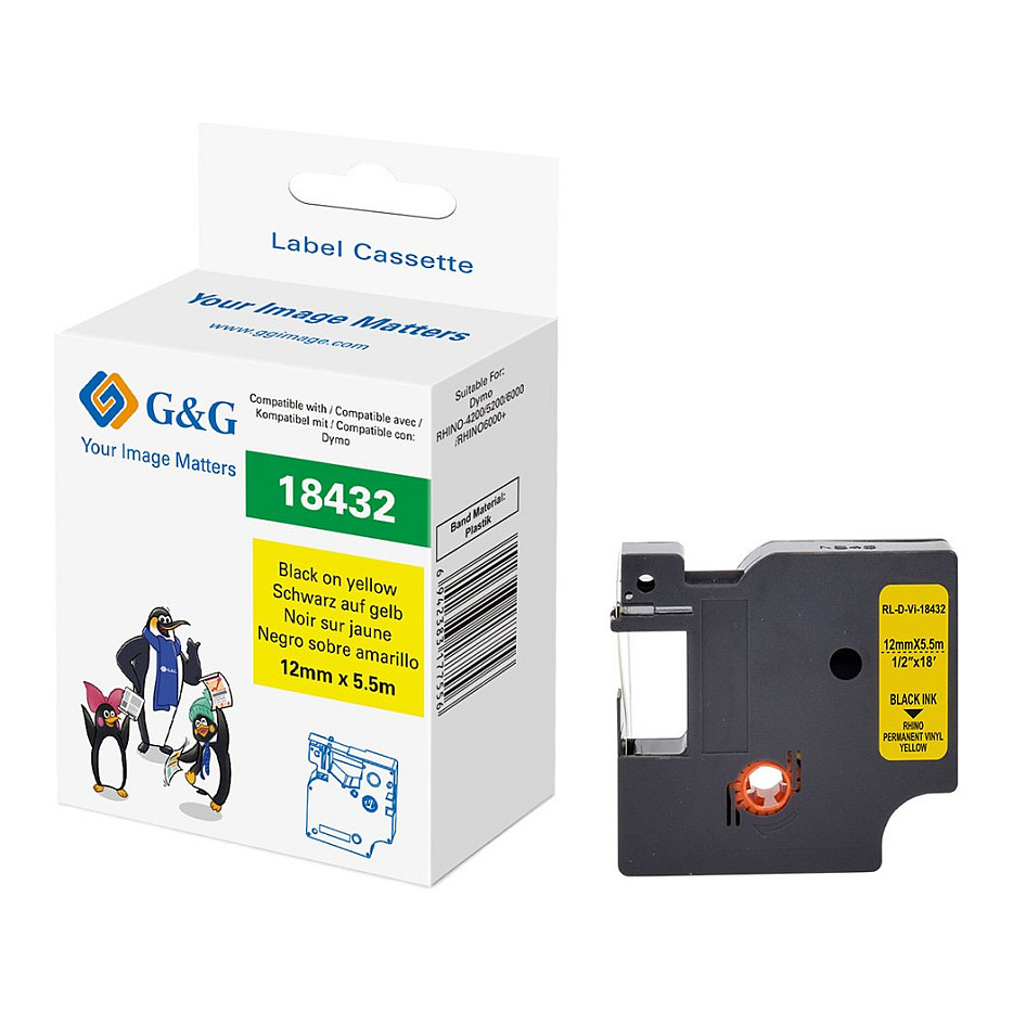 G&G Vinyl Schriftband kompatibel mit Dymo Rhino 18432 Drucker