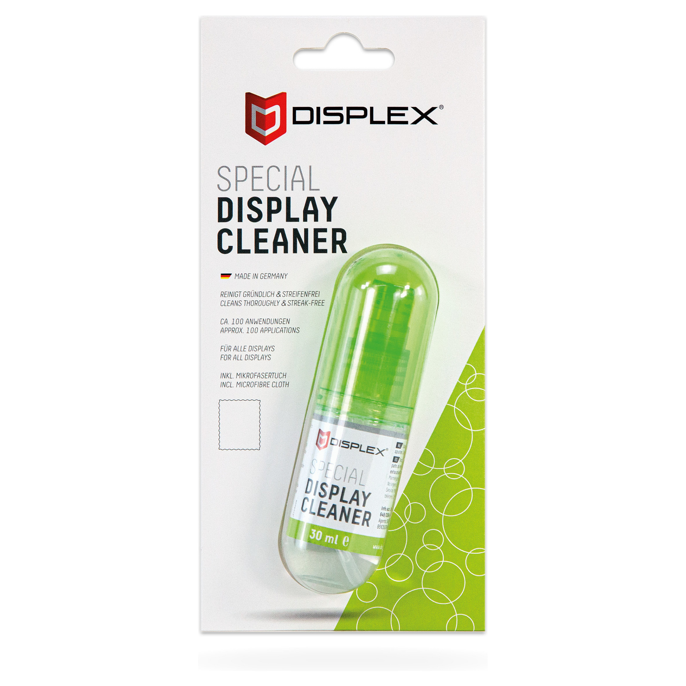 Displex Display Cleaner inkl. Mikrofasertuch Set