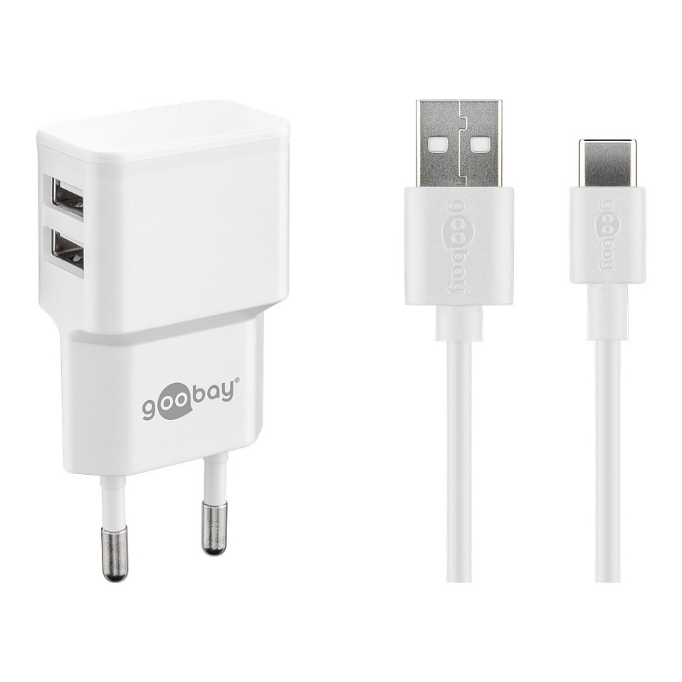 Goobay USB-C Dual Ladeset 2,4 A (wei)