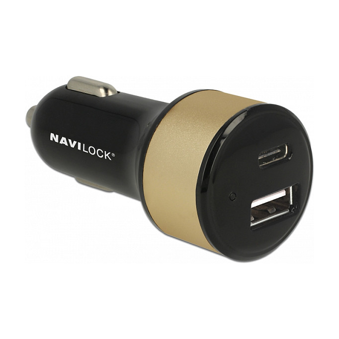 NAVILOCK Kfz Ladeadapter 1 x USB Type-C + 1 x USB Typ-A