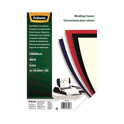 Fellowes Chromo - A4 (210 x 297 mm) - Wei glnzend - 100 Stck. Einband, Karton (5378006) Büro-Ausstattung