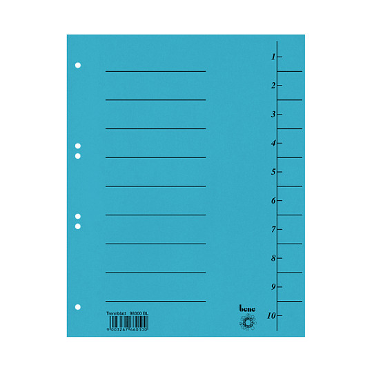 bene Trennblätter DIN A4 210 g/m² blau