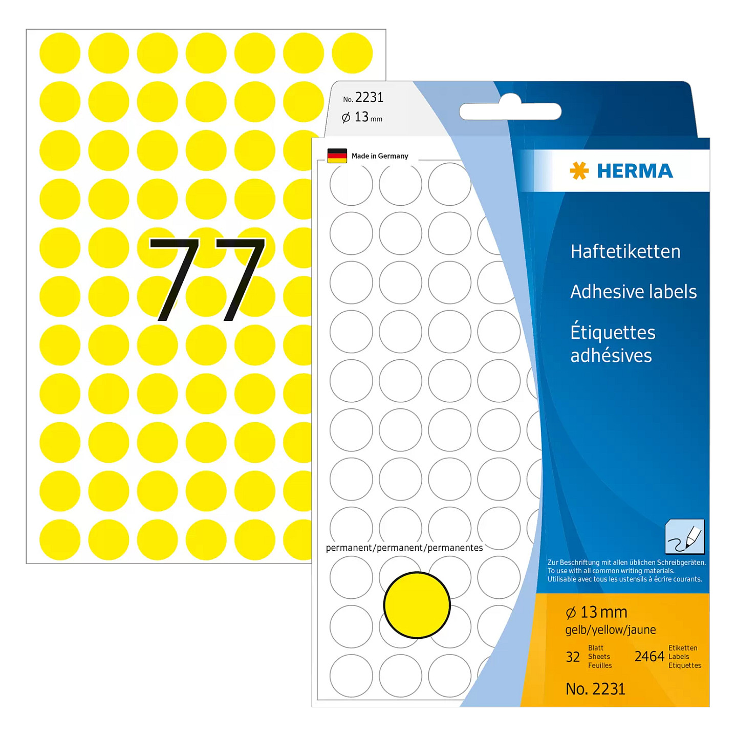 HERMA Klebepunkte Ã˜ 13,0 mm gelb Papier