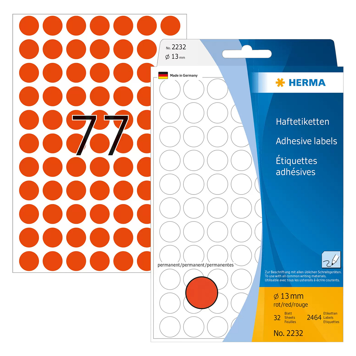 HERMA Klebepunkte Ã˜ 13,0 mm rot Papier