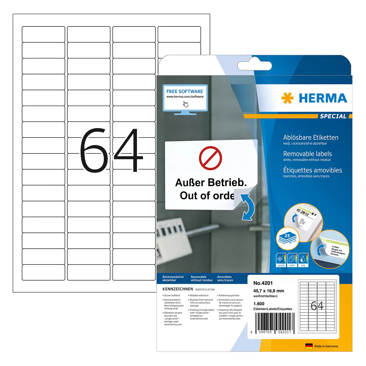 HERMA Sichtreiter-Etiketten 4201 weiß 45,7 x 16,9 mm Papier