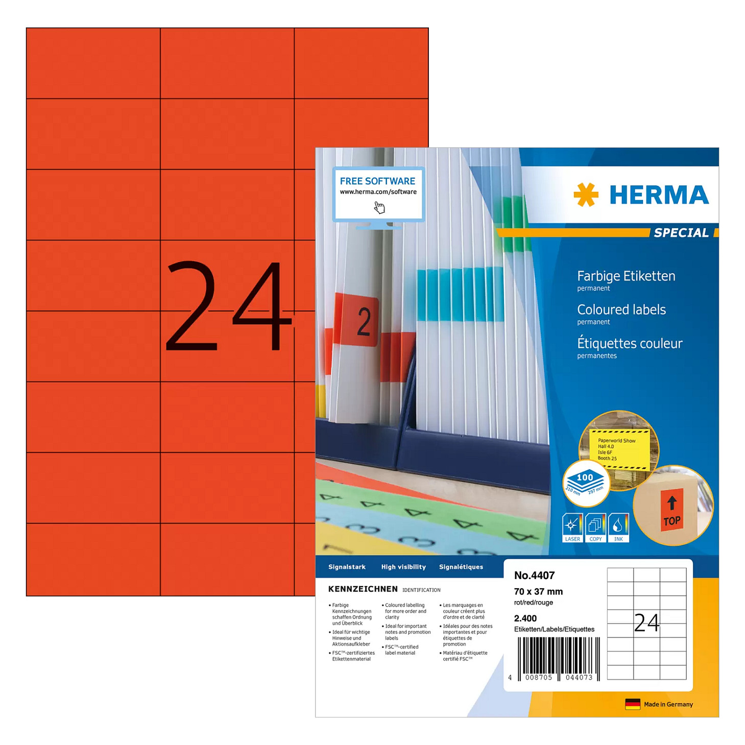 HERMA Etiketten SPECIAL 70,0 x 37,0 mm, rot Papier