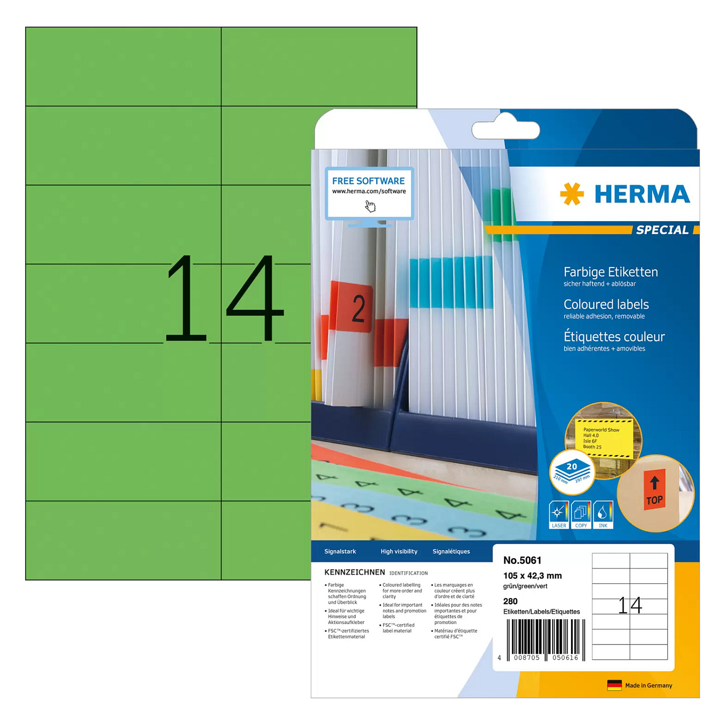 HERMA Etiketten 5061 grün 105,0 x 42,3 mm Papier