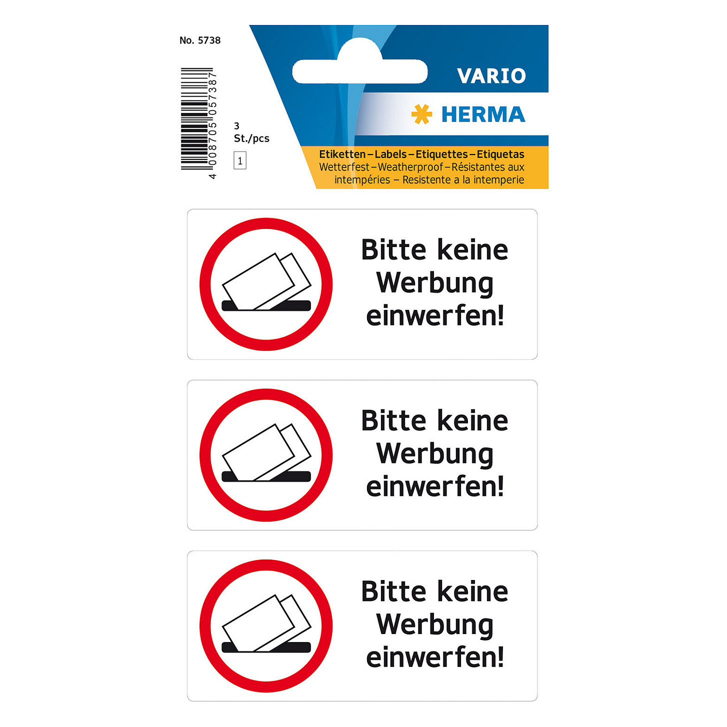 HERMA Hinweisetiketten Keine Werbung Papier